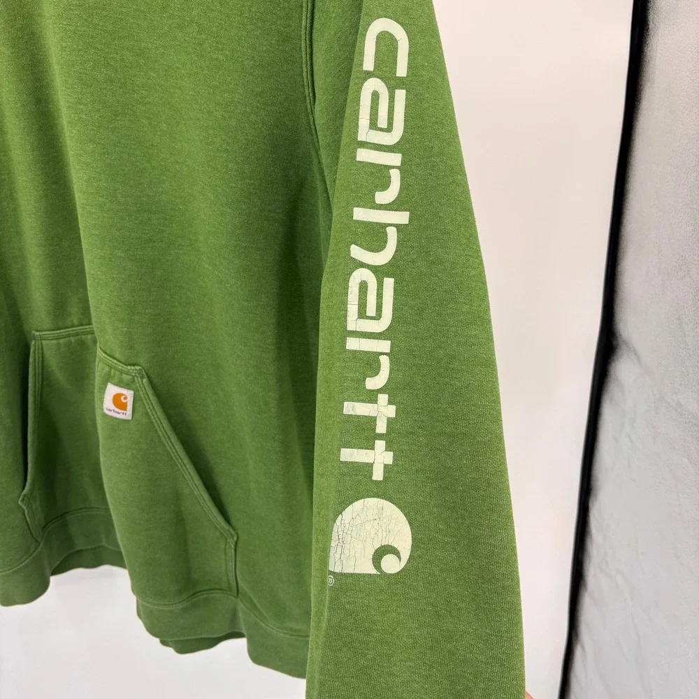 Carhartt Hoodie Mens 2XL Tall Green Good Graphic Sleeve Loose Fit K288 L01